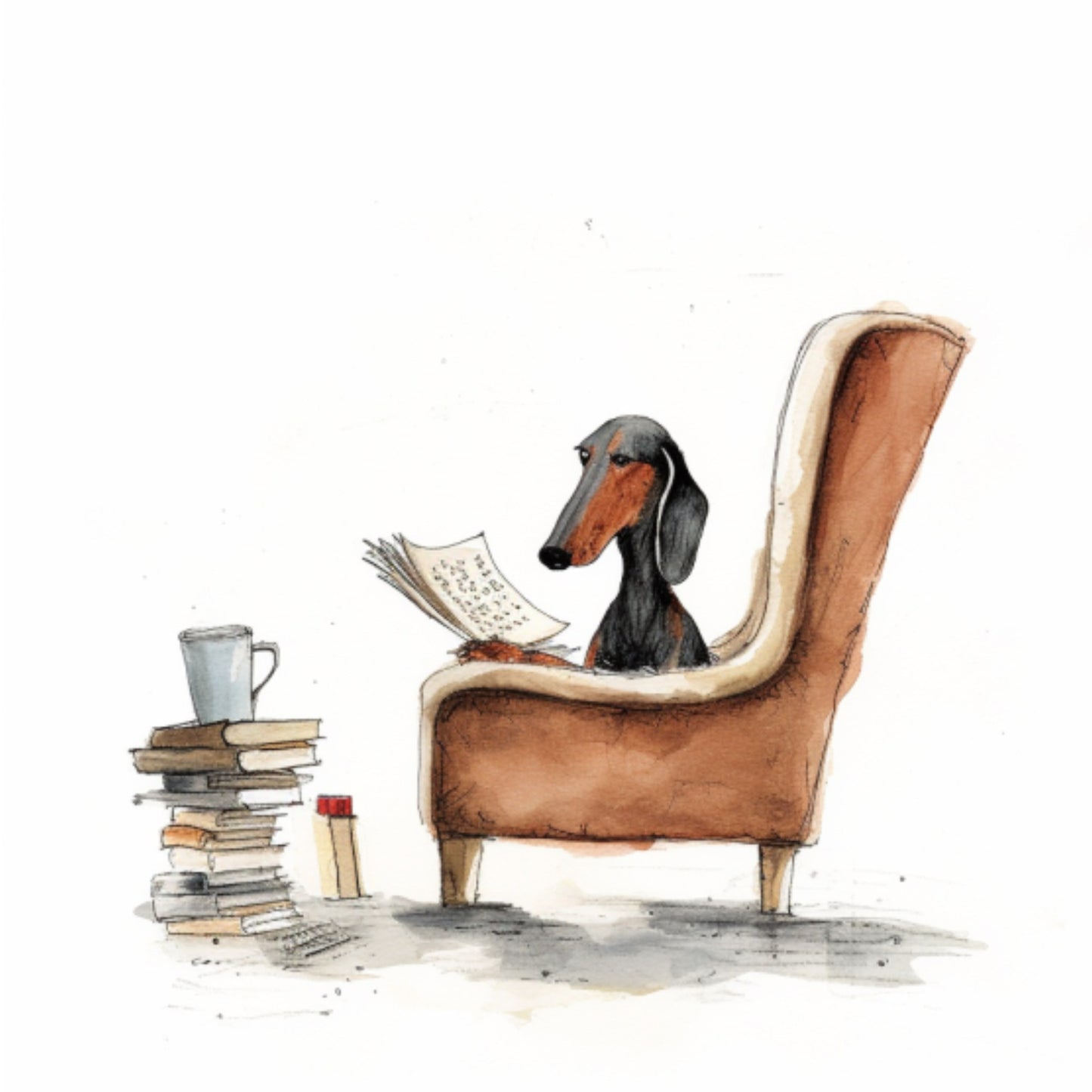 Dibujo perro salchicha lector